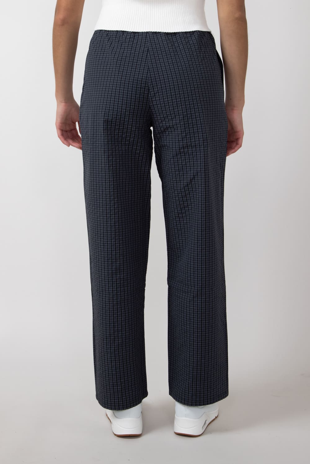 Plaid Straight Pants for Women in Charcoal
