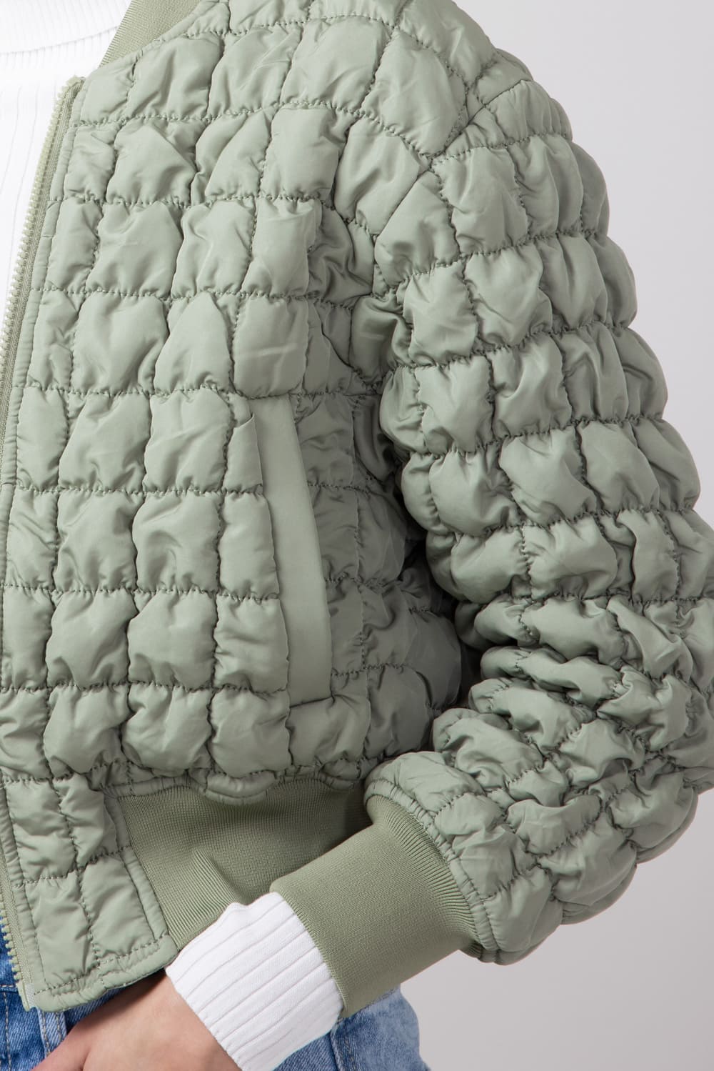 Quilted Puffer Jacket for Women in Sage