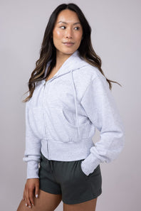 1897 Active Michigan Embroidered Full Zip Hoodie for Women in Grey