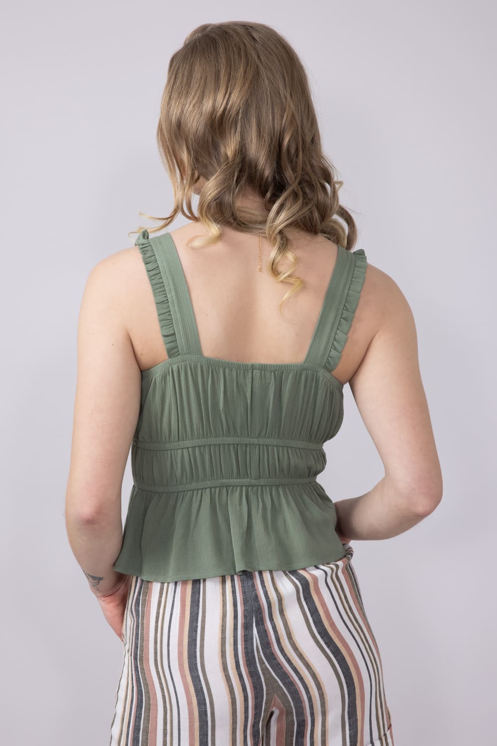 Rokoko Peplum Tank Top for Women in Sage | R602492-SAG