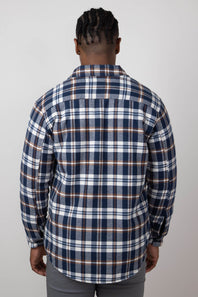 Sherpa Lined Flannel Shacket for Men in Ink