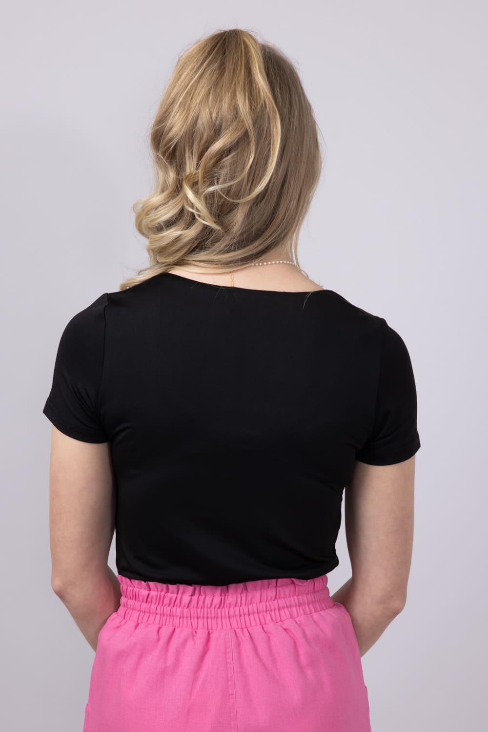Seamless Double Layer Knit Bodysuit for Women in Black