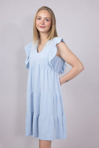 Womens Simply Southern Urban Rib Tiered Ruffle Dress for Women in Ice Blue