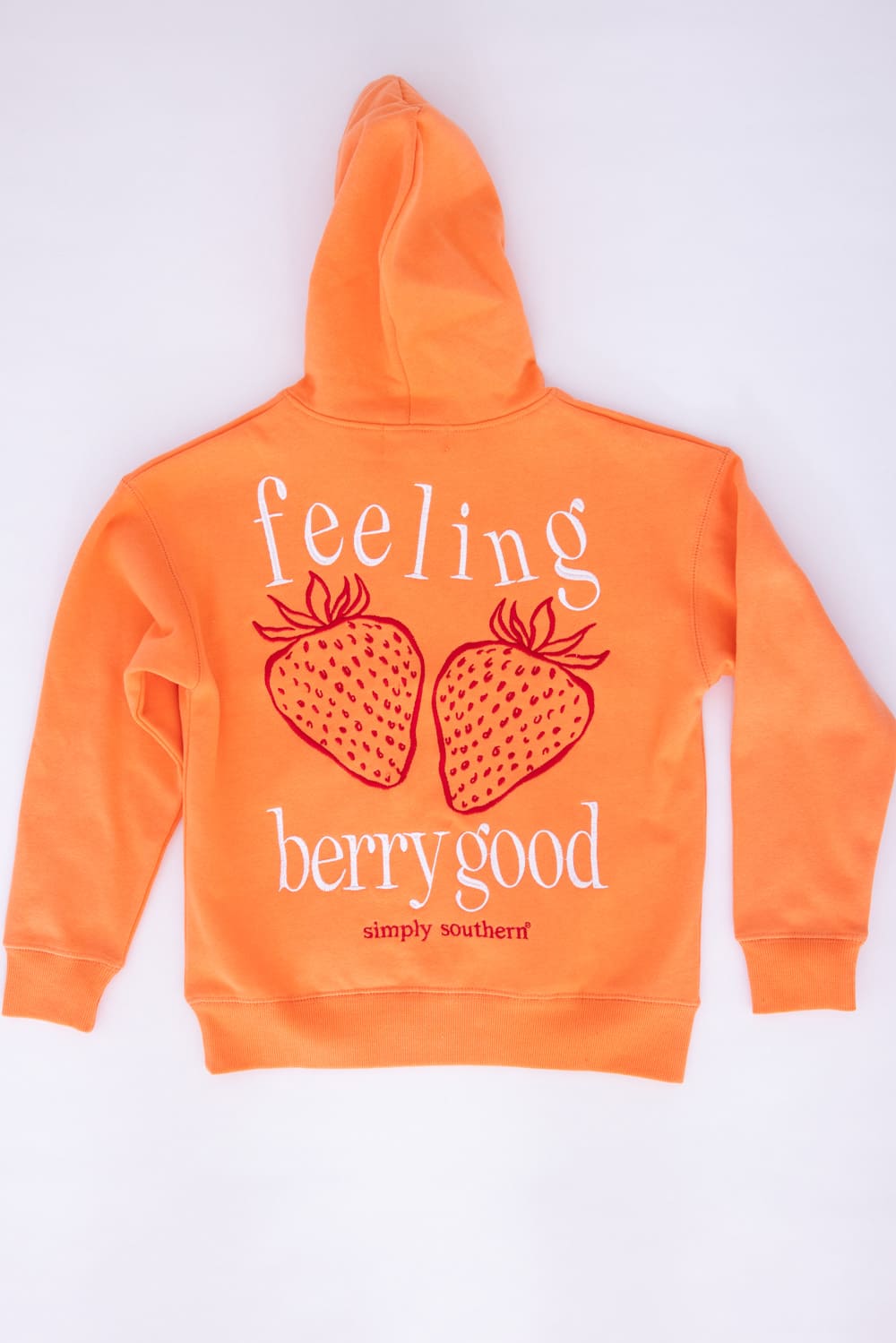 Kids Simply Southern Youth Embroidered Berry Good Hoodie for Girls in Orange