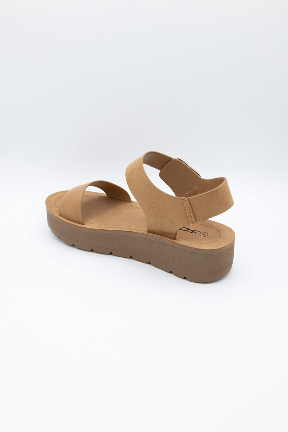 Soda Detect Band Ankle Strap Sandals for Women in Tan