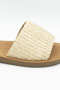Soda Effron Raffia Slide Sandals for Women in Bone