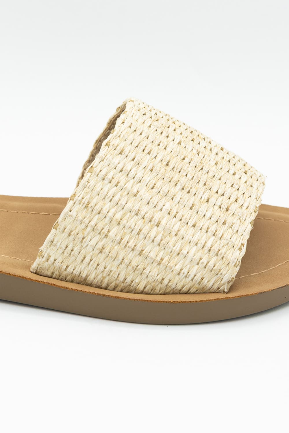 Soda Effron Raffia Slide Sandals for Women in Bone