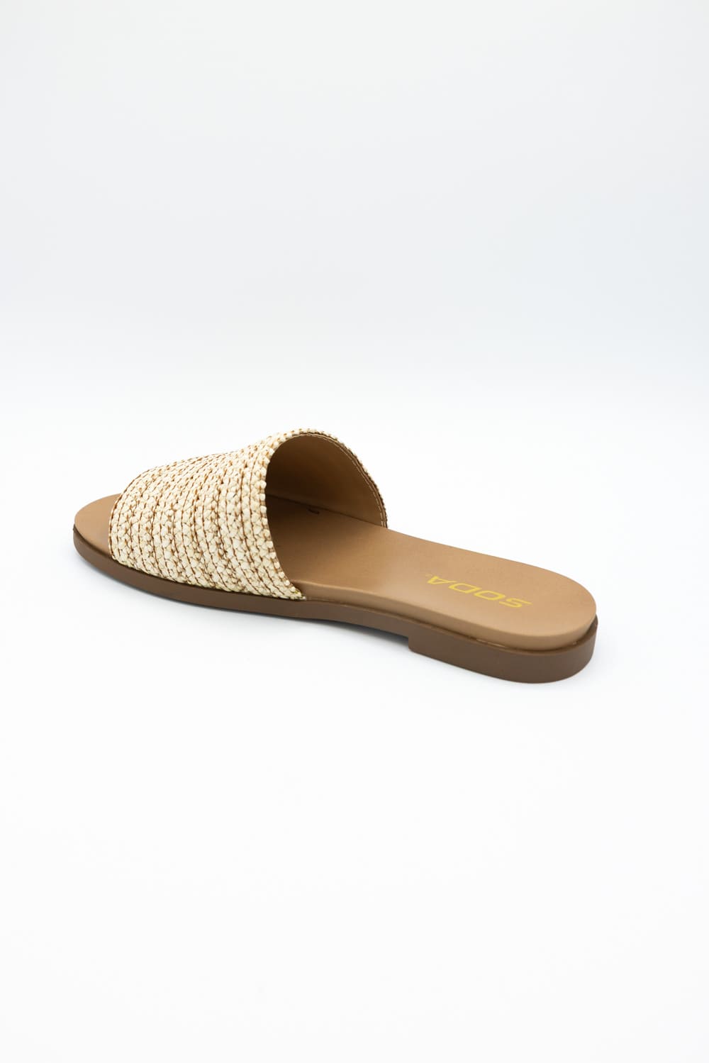 Soda Fate Raffia Slide Sandals for Women in Natural