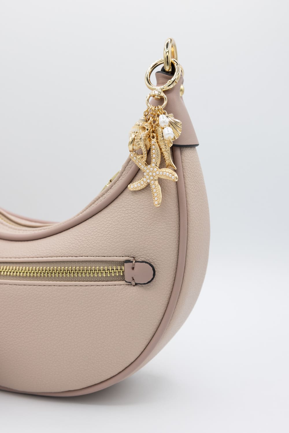 Starfish Shell Pearl Purse Charm in Gold