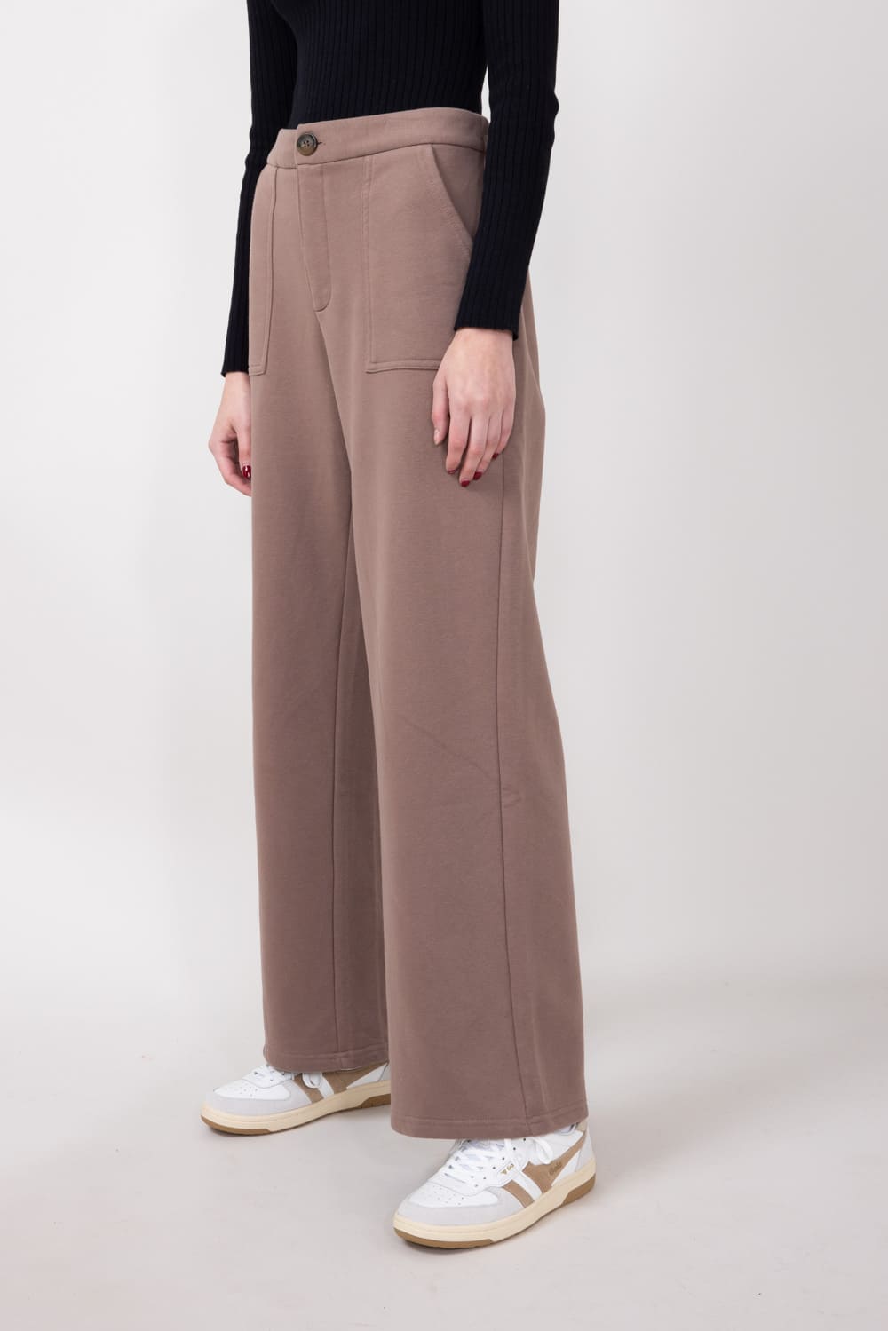 Straight Leg Trouser Sweatpants for Women in Mocha