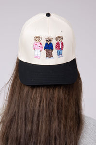 Teddy Bears Trucker Hat for Women in Black/Tan