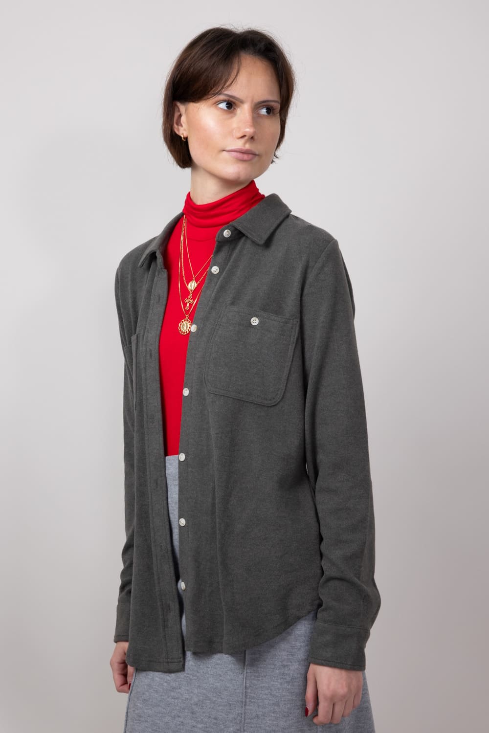Thread & Supply Lewis Soft Luxe Button Up Shirt for Women in Black Olive