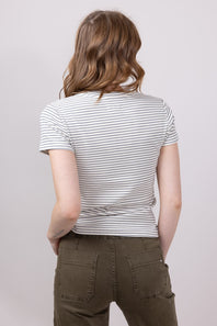 Thread & Supply Annie Striped T-Shirt for Women in Cream Navy