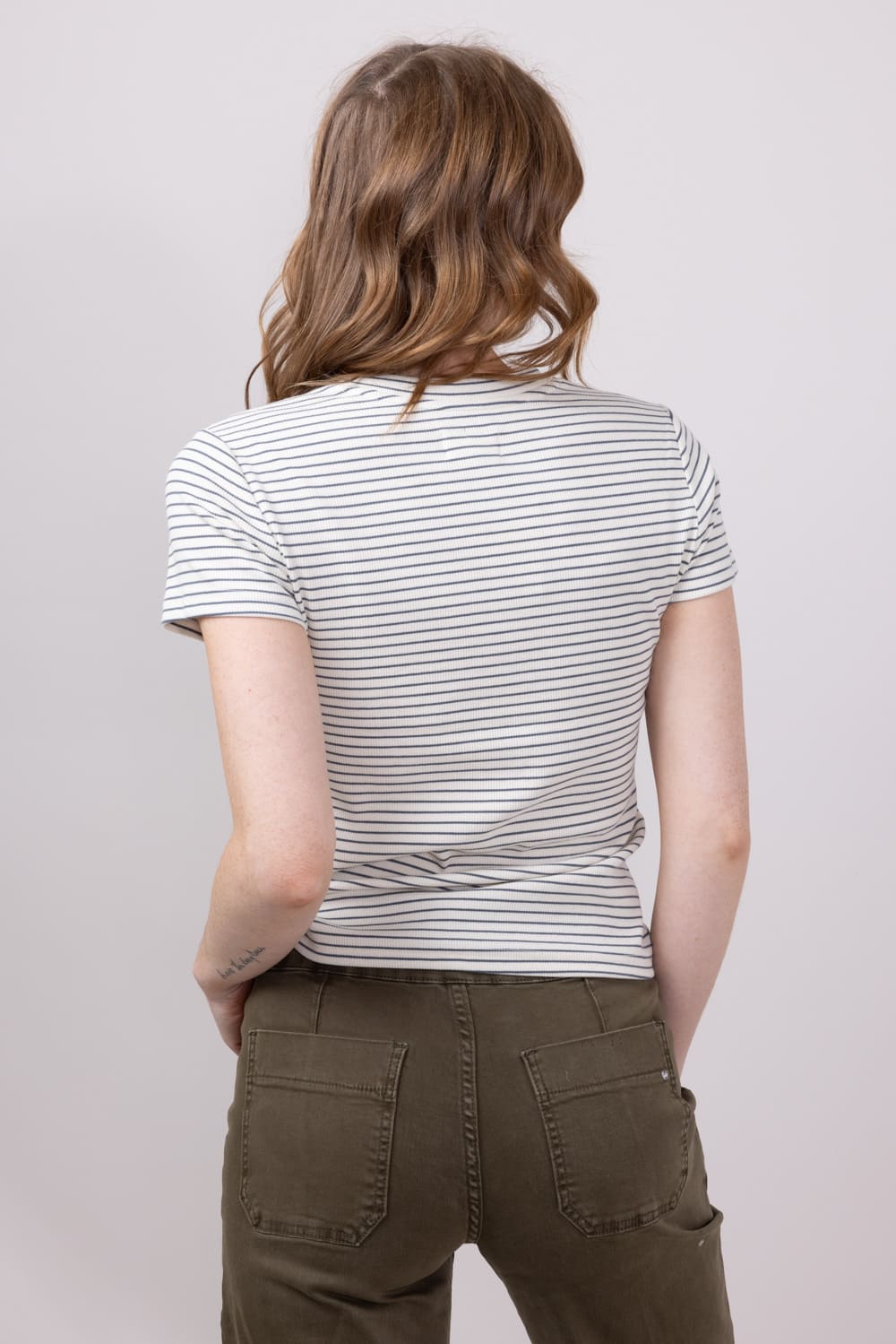 Thread & Supply Annie Striped T-Shirt for Women in Cream Navy