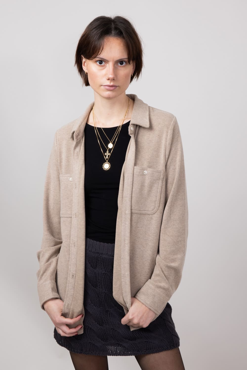 Thread & Supply Lewis Soft Luxe Button Up Shirt for Women in Clove Heather