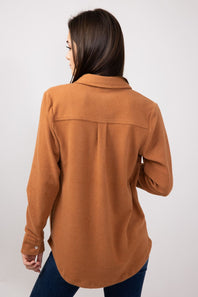 Thread & Supply Lewis Soft Luxe Button Up Shirt for Women in Pecan Heather