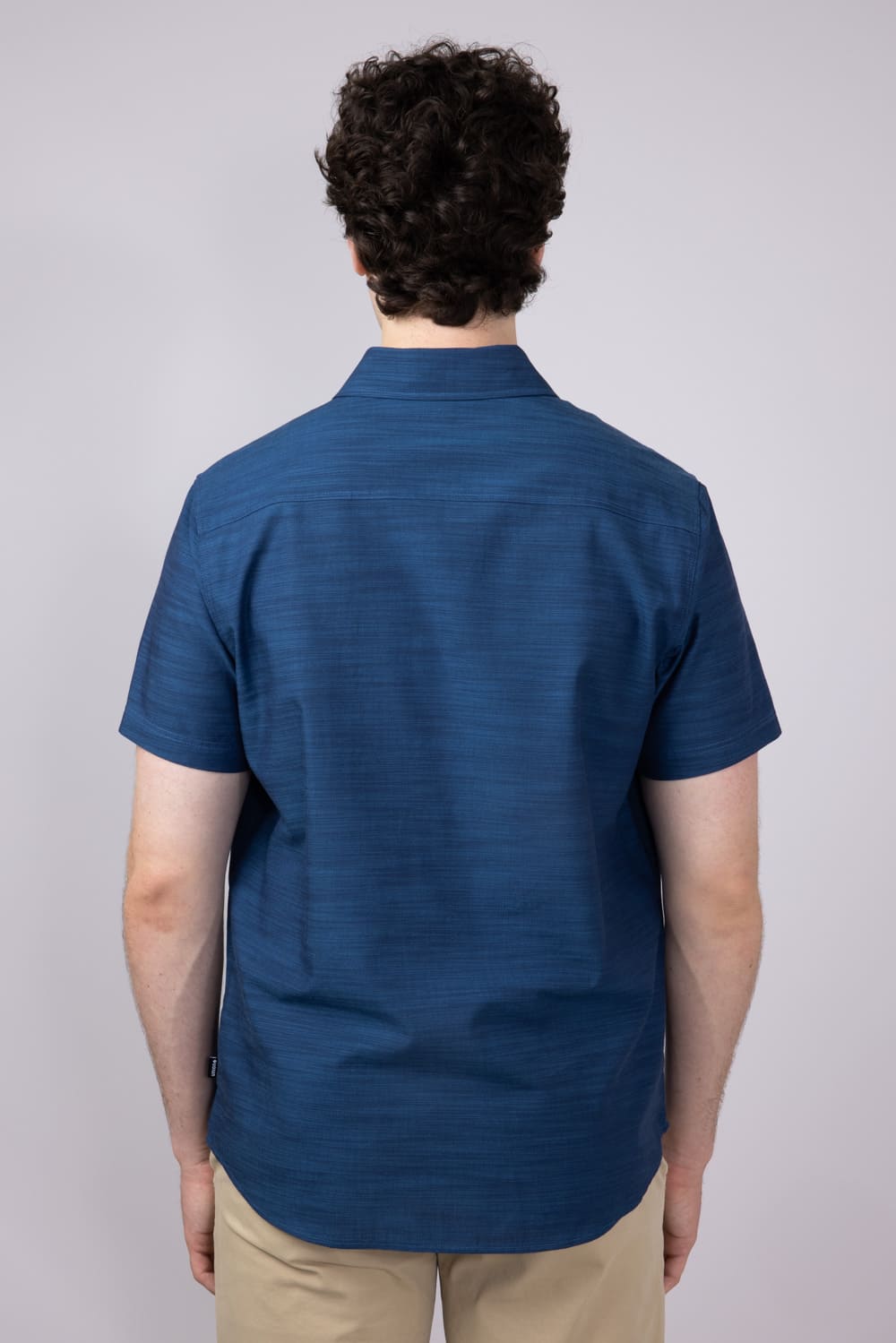 Union Lennox Slub Cotton Button Up Shirt for Men in Dark Blue