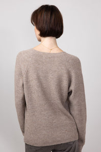 Thread & Supply V-Neck Knit Marigold Sweater for Women in Heather Pewter