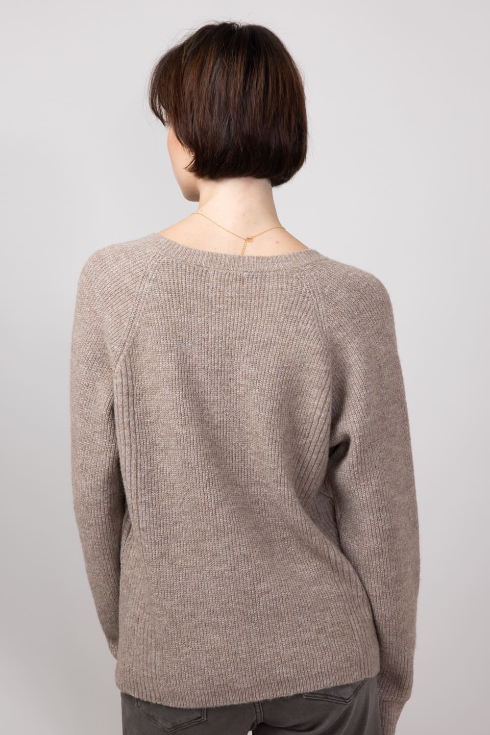 Thread & Supply V-Neck Knit Marigold Sweater for Women in Heather Pewter