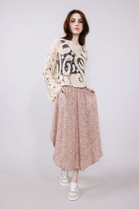 Floral Midi Skirt for Women in Pink