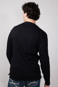 Weatherproof Vintage Waffle Henley Shirt for Men in Black