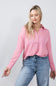Blu Pepper Ribbed Knit Johnny Collar Polo Shirt for Women in Mauve