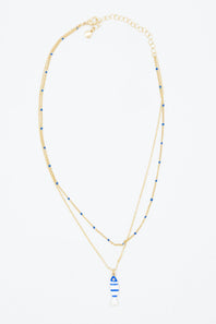 Fish Double Chain Necklace in Gold