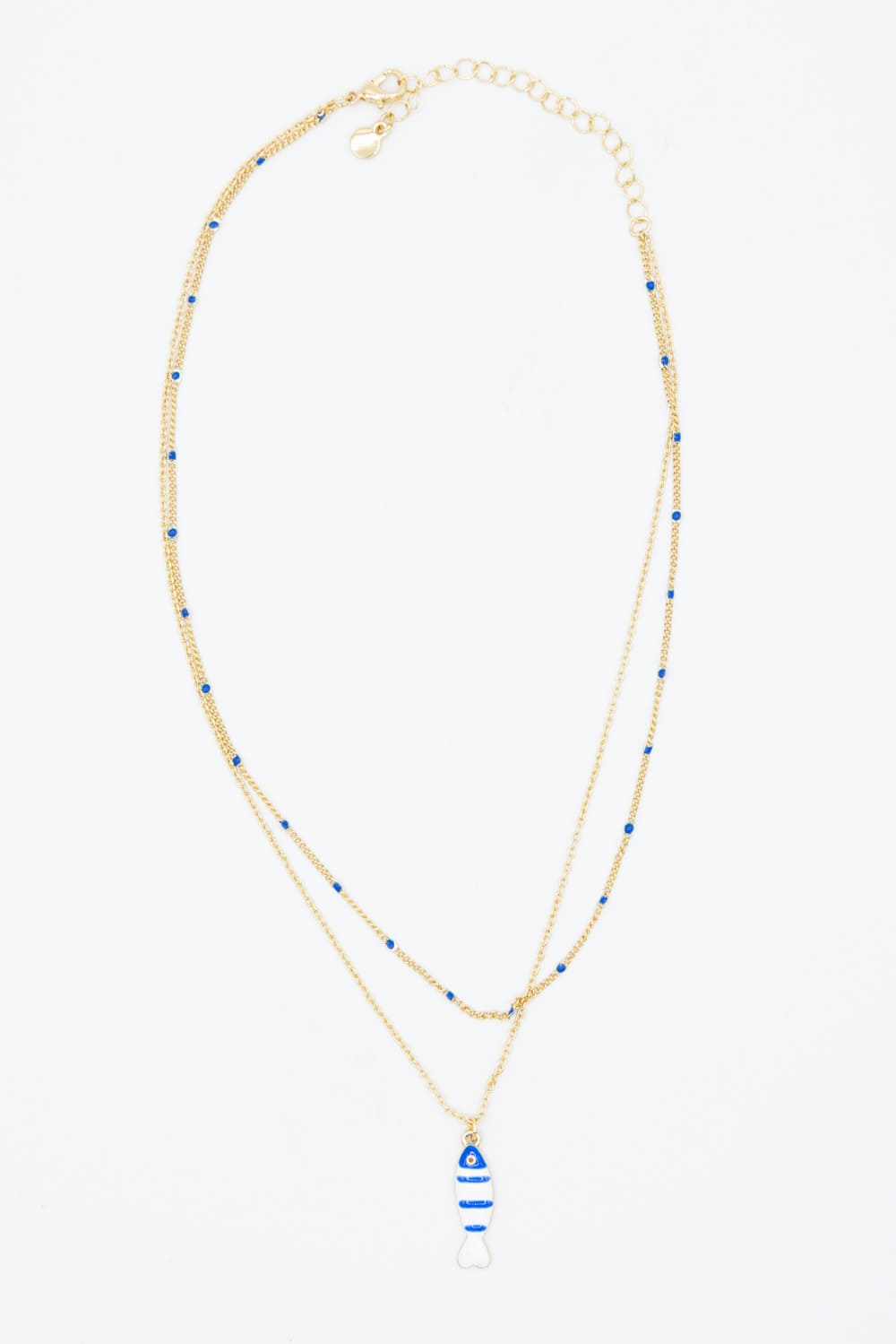 Fish Double Chain Necklace in Gold