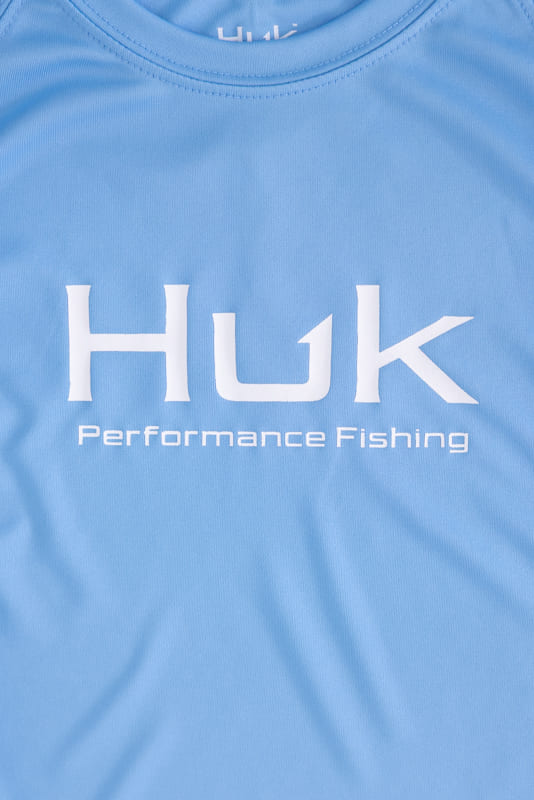 Huk Fishing Youth Pursuit Performance Crew T-Shirt for Boys in Blue