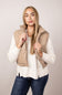Cropped Faux Leather Puffer Vest for Women in Taupe