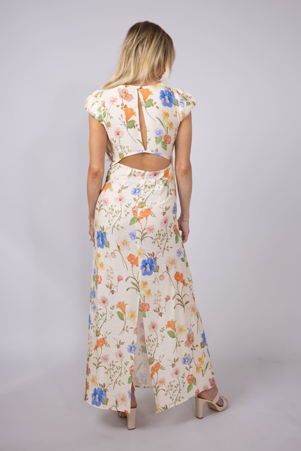 ACOA Floral Lace Maxi Dress for Women in Ivory
