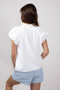 Acoa V-Neck Front Button Top for Women in White