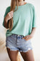 Blu Pepper Crewneck Ribbed Knit Shirt for Women in Mint
