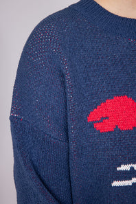 Bailey Rose Lobster Knit Sweater for Women in Navy