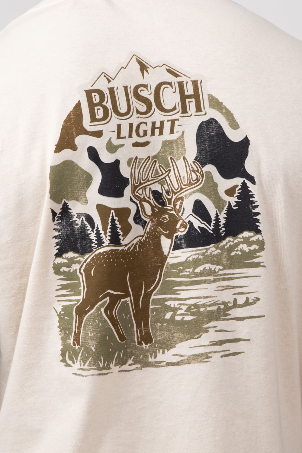 Busch Camo Deer Wildlife Scene T-Shirt for Men in Sand