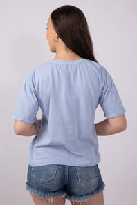 C&C California Melissa Sunwashed USA Girlfriend T-Shirt for Women in Blue