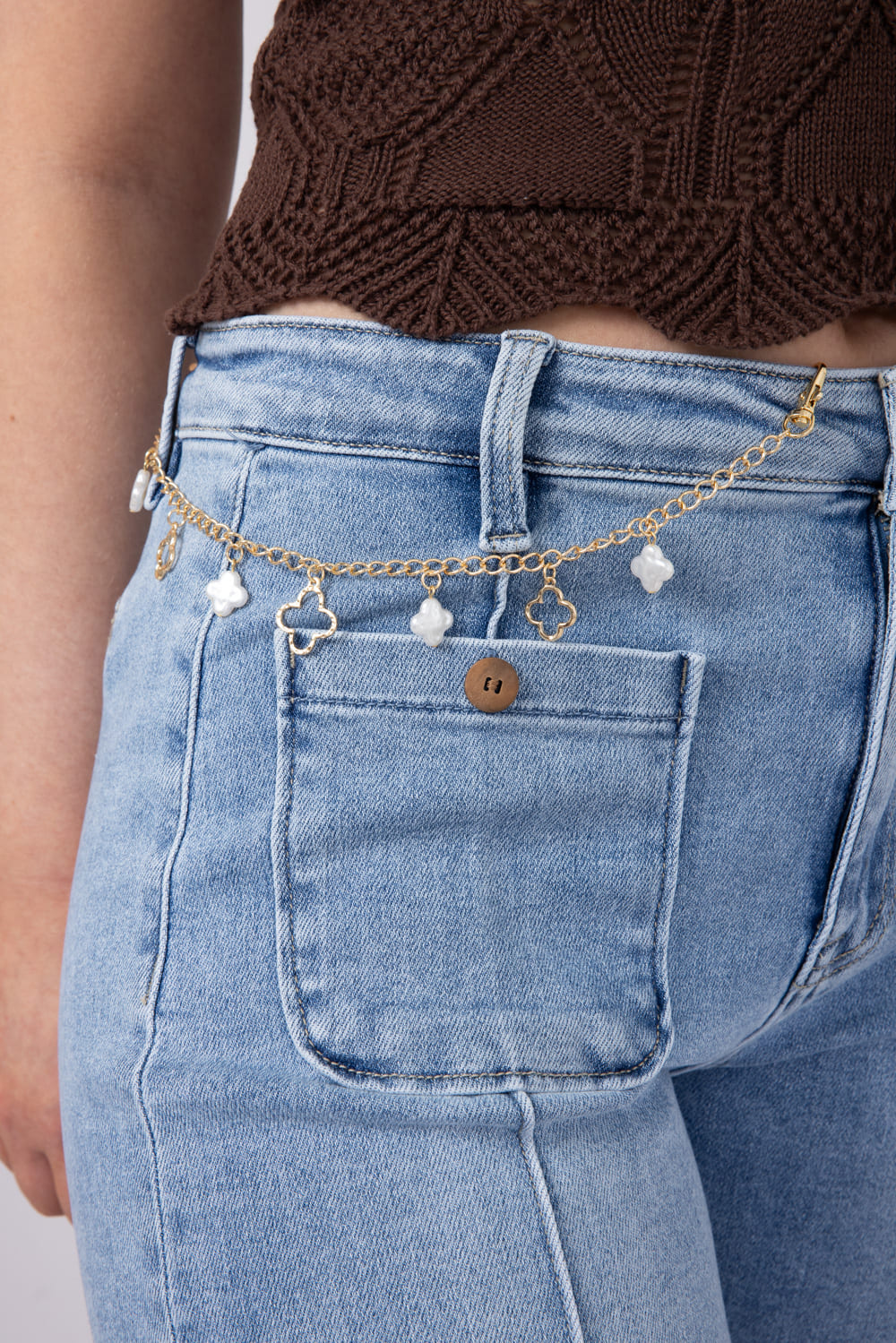 Clover Chain Purse Charm in Gold