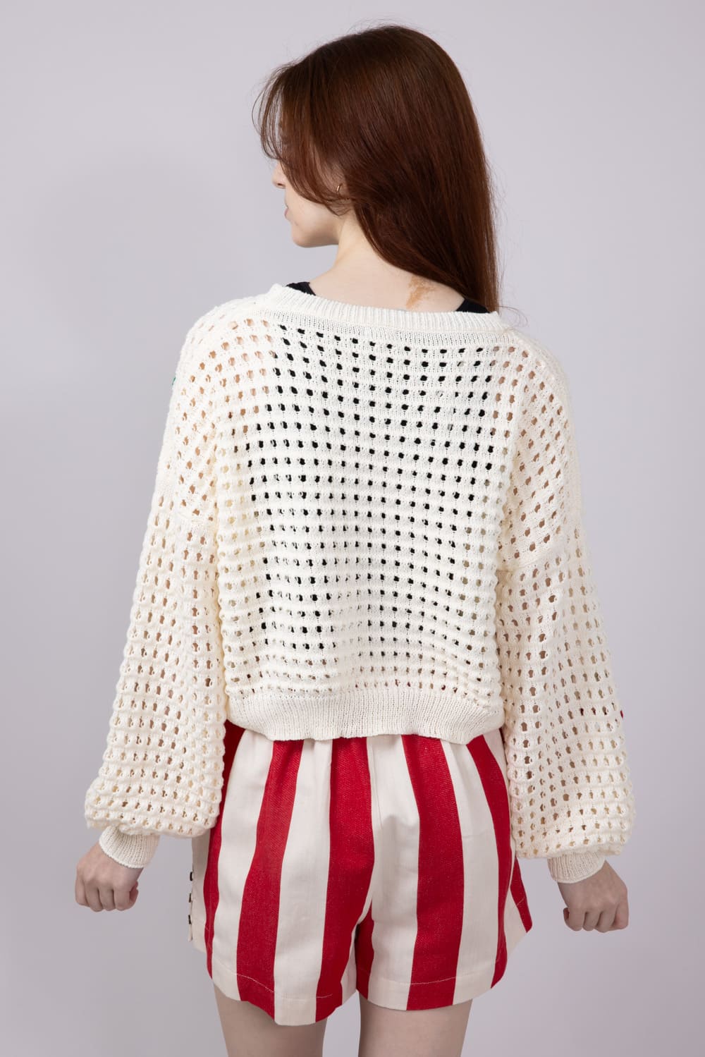 Mesh Cherry Sweater for Women in Ivory