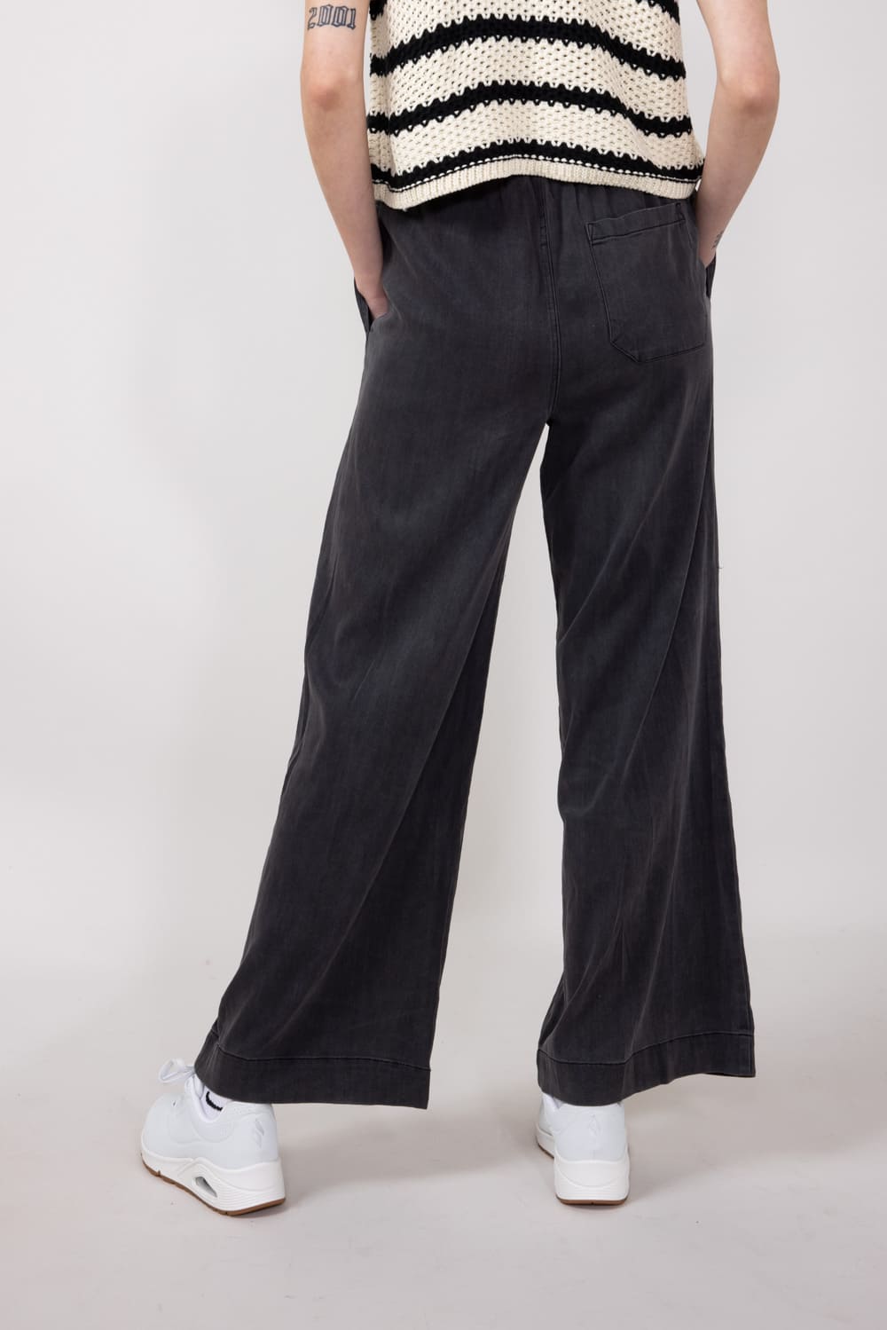 Denim Elastic Pull On Pants for Women in Black