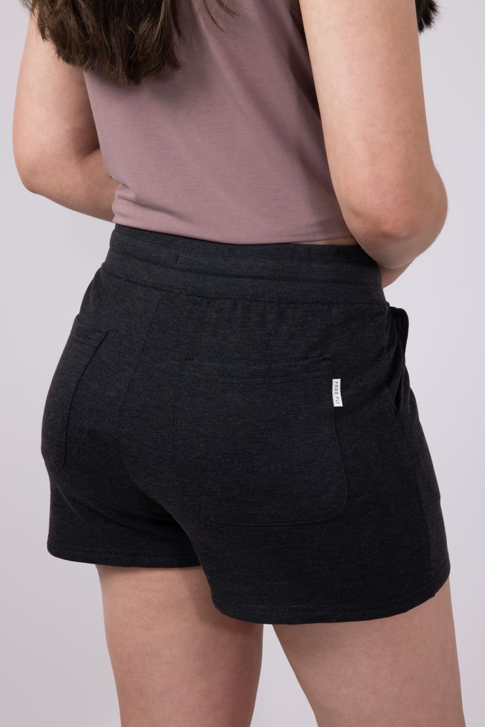 Free Fly Bamboo Lightweight Fleece Shorts for Women in Heather Black