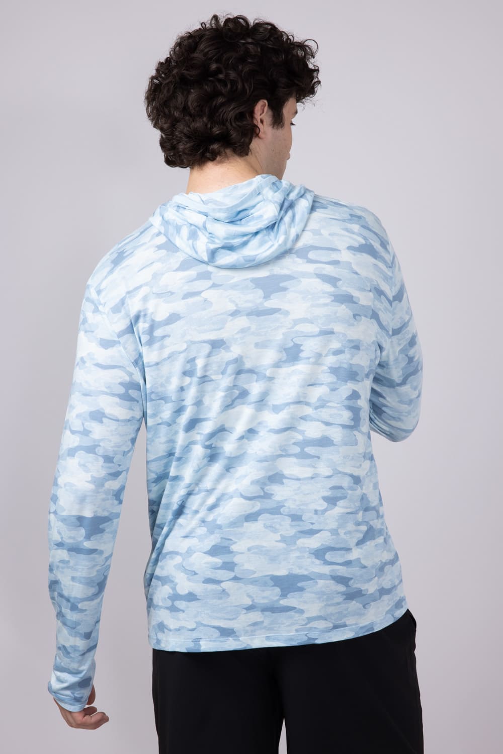 Free Fly Bamboo Lightweight Hoodie for Men in Blue Camo