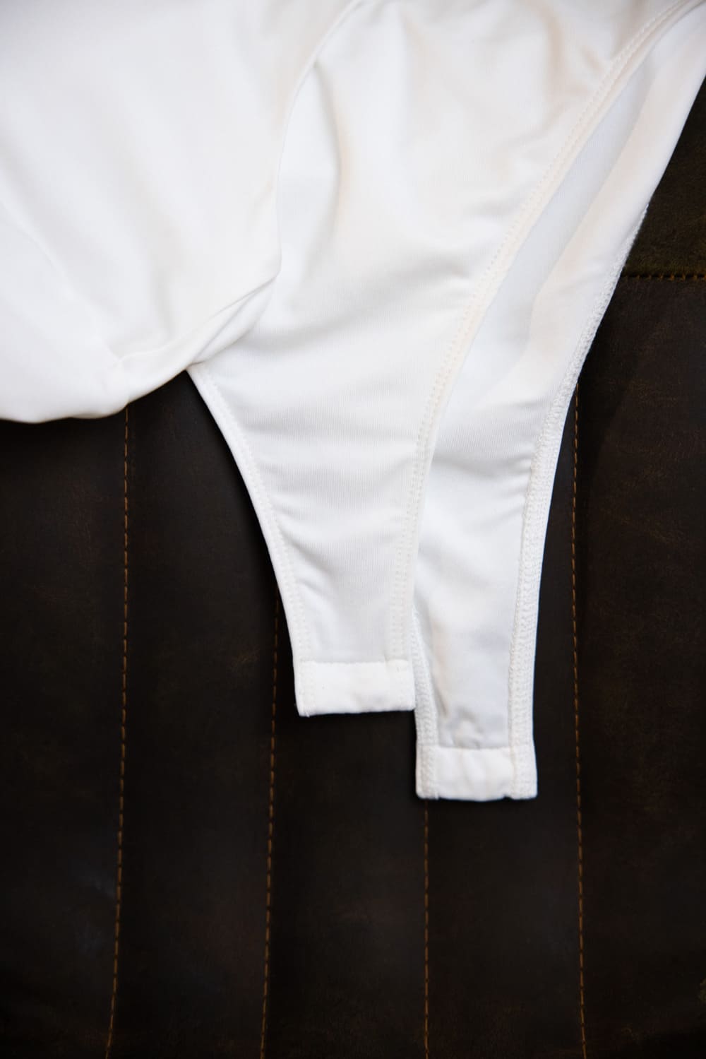 Seamless Double Layer Knit Bodysuit for Women in White