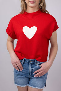 Heart Sweater for Women in Red