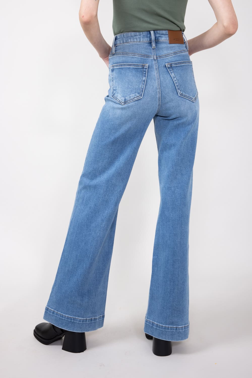 Hidden High-Rise Exposed Stitch Flare Jeans for Women