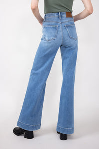 Hidden High-Rise Exposed Stitch Flare Jeans for Women