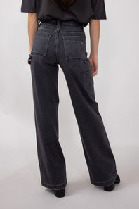 Hidden Wide Leg Carpenter Jeans for Women in Grey