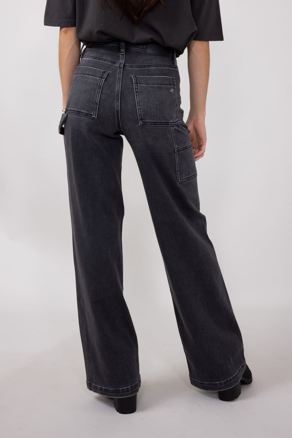 Hidden Wide Leg Carpenter Jeans for Women in Grey