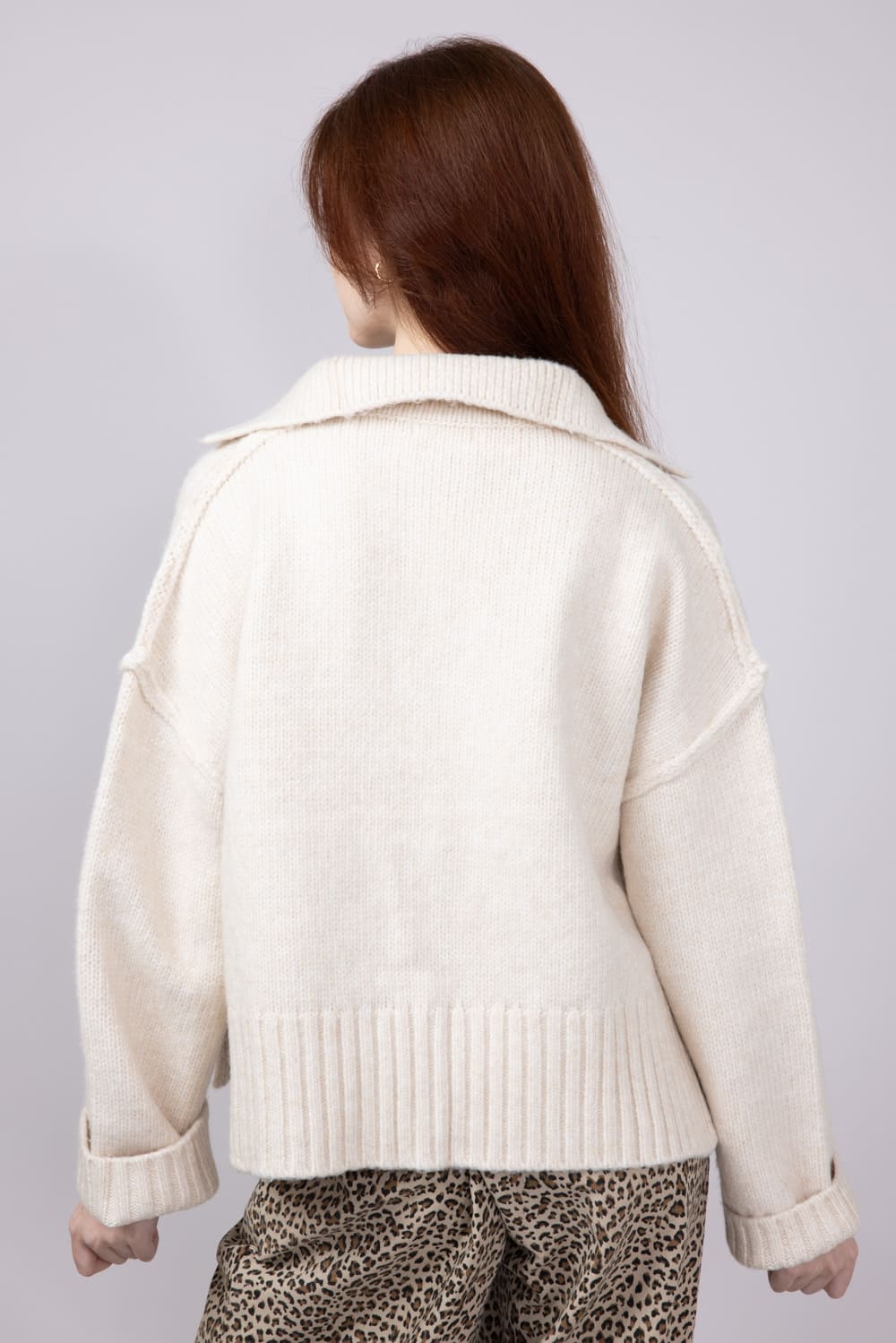 Johnny Collar Sweater for Women in Beige