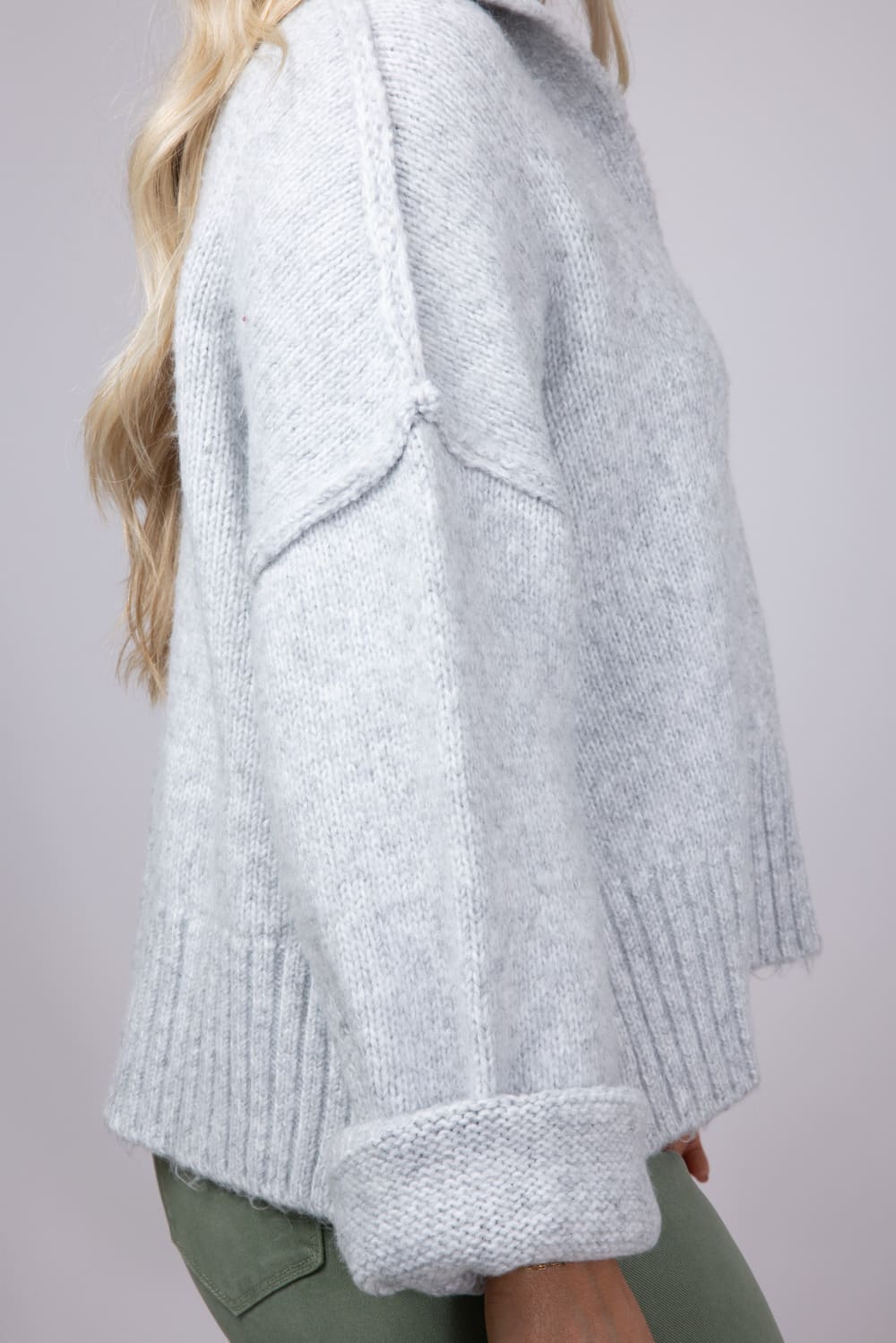 Johnny Collar Sweater for Women in Grey