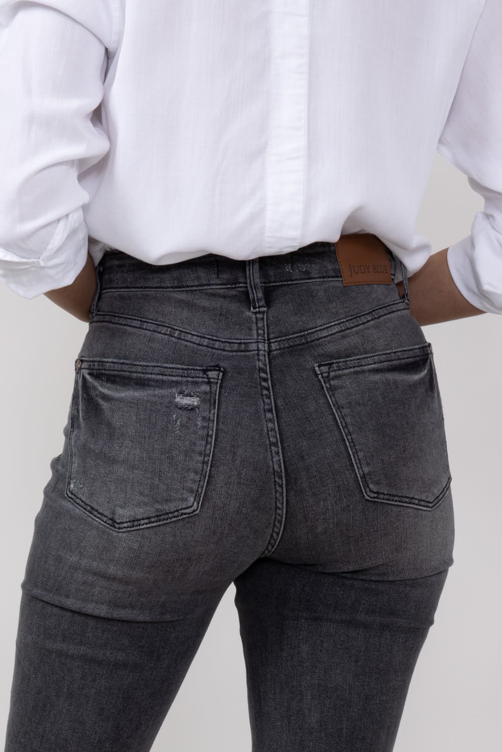 Judy Blue High Rise Contrast Flare Jeans for Women in Grey